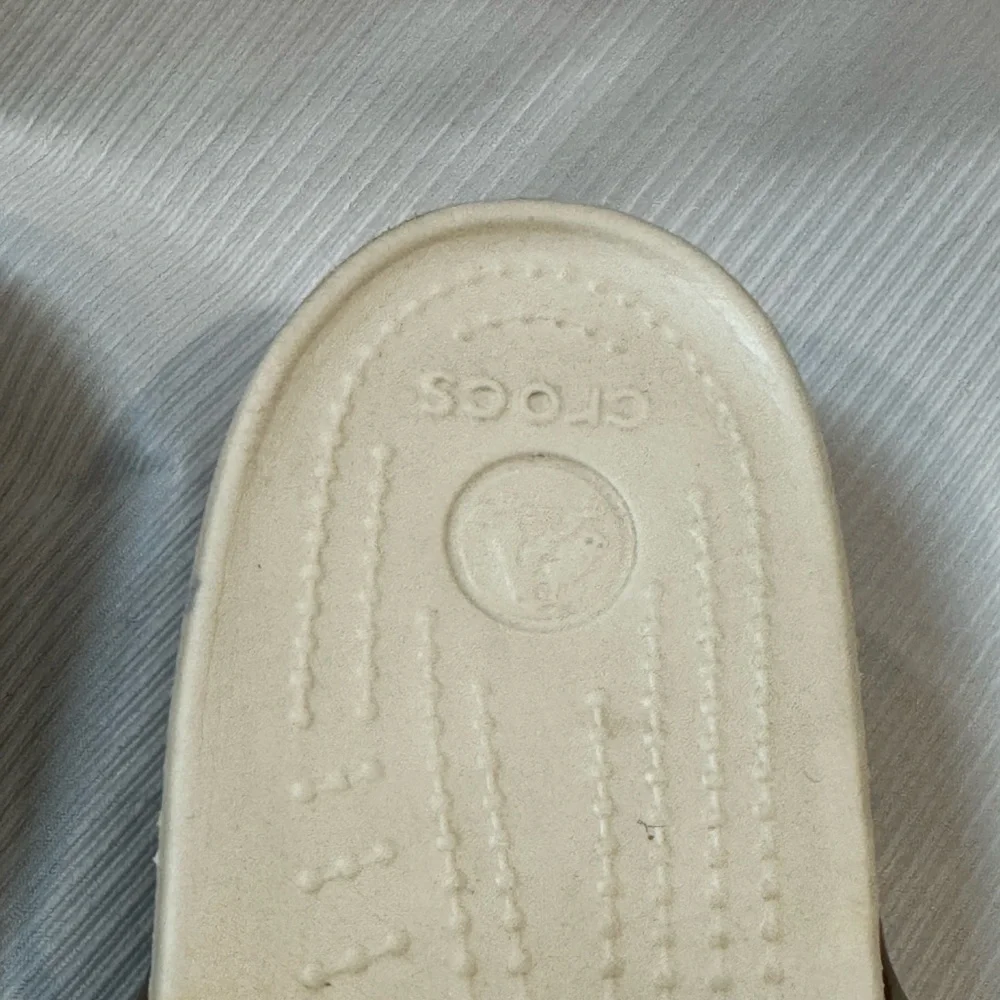 CROCS Women's Brown and Cream Slide Sandals - Picture 2 of 6